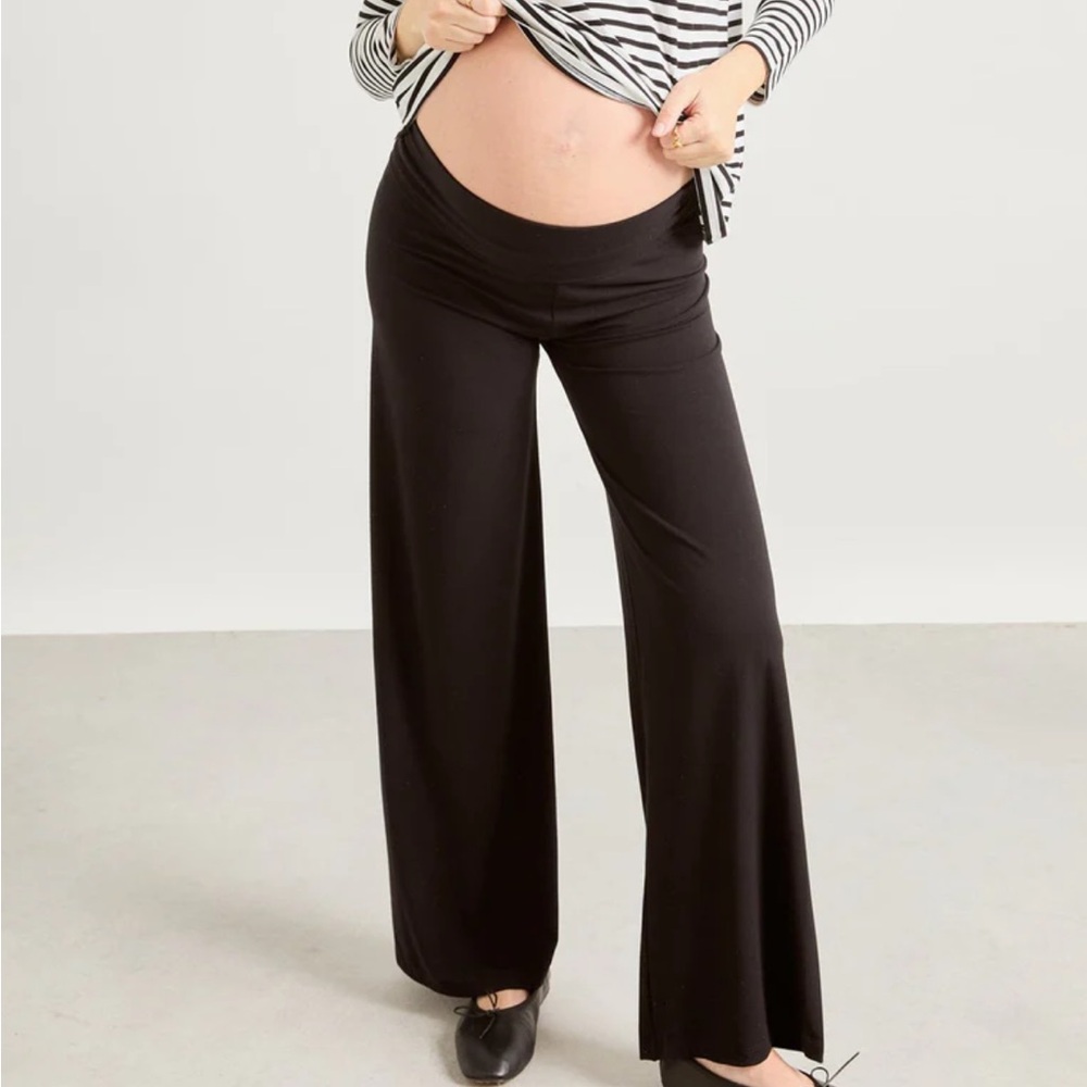 Black Maternity Wide-Leg Pants